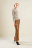 Natural & Brown Ribbed High Neck Sweater