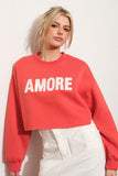 Vintage Red 'Amore' Cropped Sweatshirt