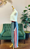 Wide Leg Red & Blue Striped Detailed Pants