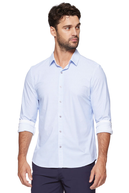 Medium Blue Colored Long Sleeve Button Down Shirt