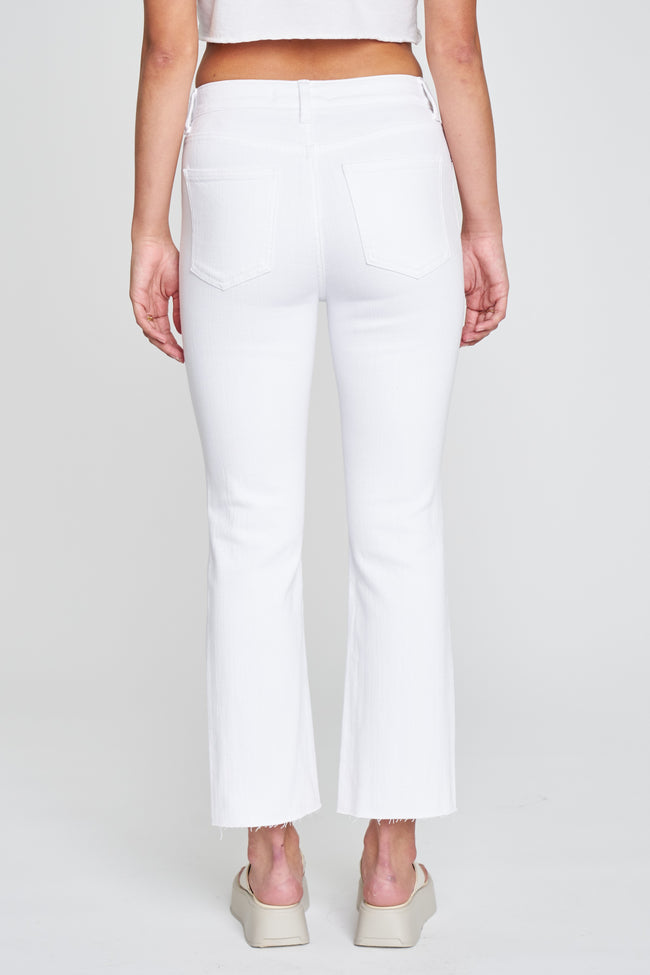 Emery White High Rise Cropped Boot Cut Jeans