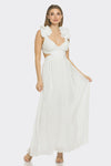 White Off Ruffle Shoulder Maxi Dress