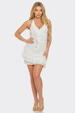 Off White Halter Ruffle Mini Dress