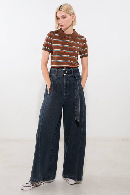 Elaine High Rise Double Button Cropped Bootcut Jeans