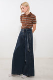 Indigo Vintage Wash High Waisted Wide Leg Pants