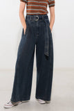 Indigo Vintage Wash High Waisted Wide Leg Pants