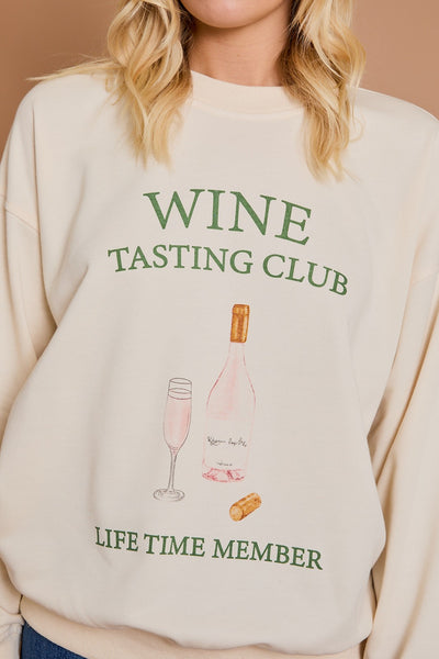 Long Sleeve Round Neck "Wine Tasting Club" Sweatshirt