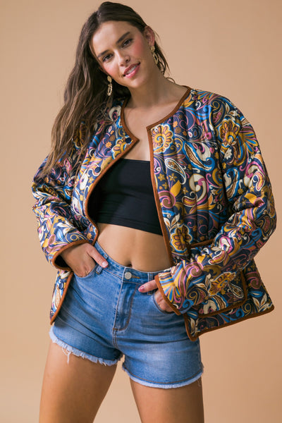 Retro Paisley Printed Woven Jacket