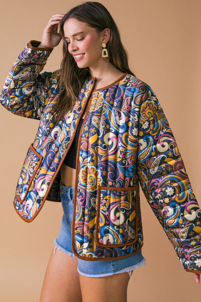 Retro Paisley Printed Woven Jacket