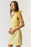 Lemon Colored Jacquard One Shoulder Dress