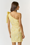 Lemon Colored Jacquard One Shoulder Dress