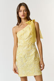 Lemon Colored Jacquard One Shoulder Dress