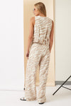 Cream & Beige Zebra Print Vest and Pants Set