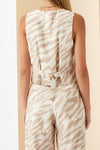 Cream & Beige Zebra Print Vest and Pants Set