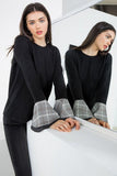 Black and Plaid Ruffle Sleeve Top - THE WEARHOUSE