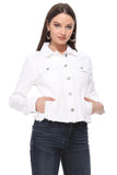 White Raw Hem Denim Jacket