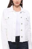 White Raw Hem Denim Jacket
