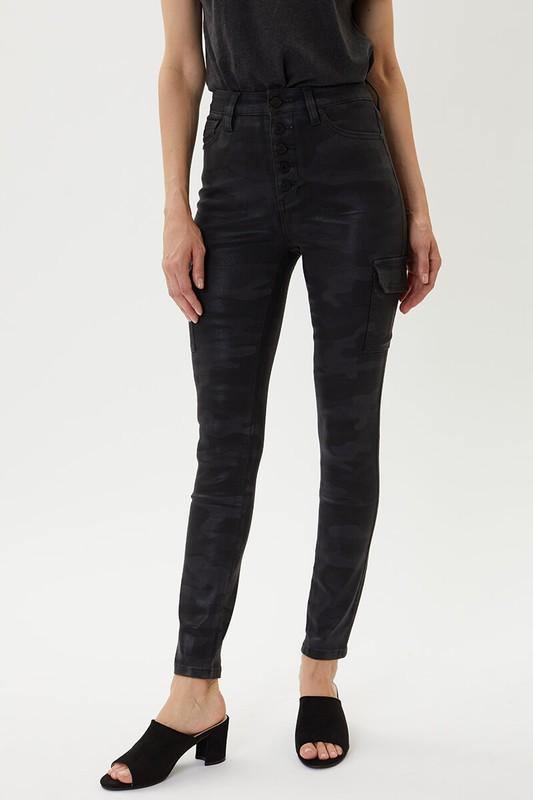 Bethany Black Camouflage Print Cargo Skinny Denim - THE WEARHOUSE