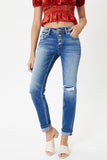 Sandra Mid Rise Button Fly Skinny Straight Jeans
