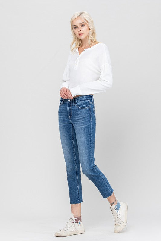 Maelyn Mid Rise Slim Straight Crop Jeans