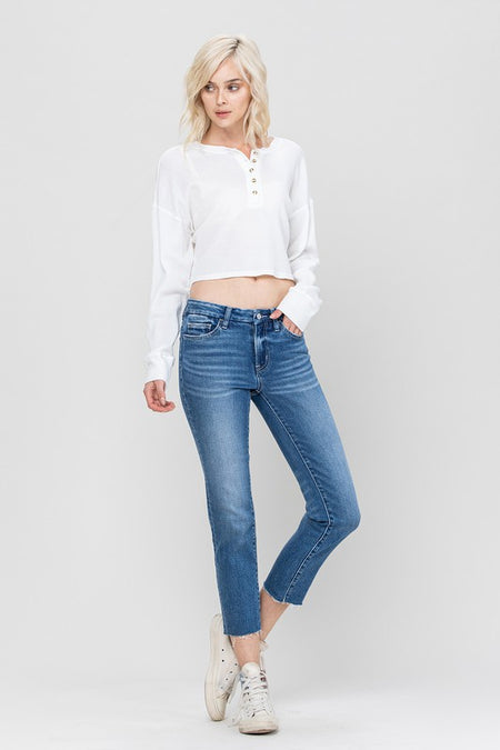 Clara High Rise Cropped Slim Straight Jeans