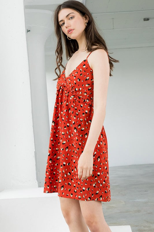 Red Leopard Print Mini Dress