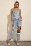 Powder Blue Back Tie Adjustable Strap Crop Top
