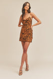 Camel and Black Leopard Print Mini Dress