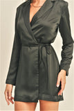 Black Colored Satin Jacket Style Dress