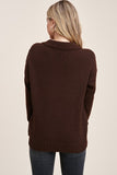 Chocolate Split Neck Pullover Sweater