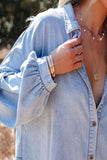 Denim Chambray Pocketed Button Down Tunic