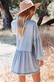 Denim Chambray Pocketed Button Down Tunic