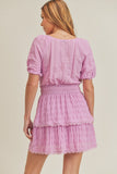 Pink Lilac Tiered Ruffle Mini Dress