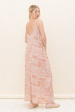 Mauve Colored Printed Sleeveless Maxi Dress