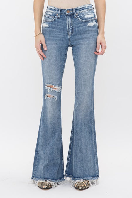 Carly White Colored High Rise Wide Leg Jeans