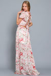 Pink and Ivory Floral Open Back Maxi Dress