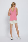 Flamingo Colored Flowy V-Neck Tank