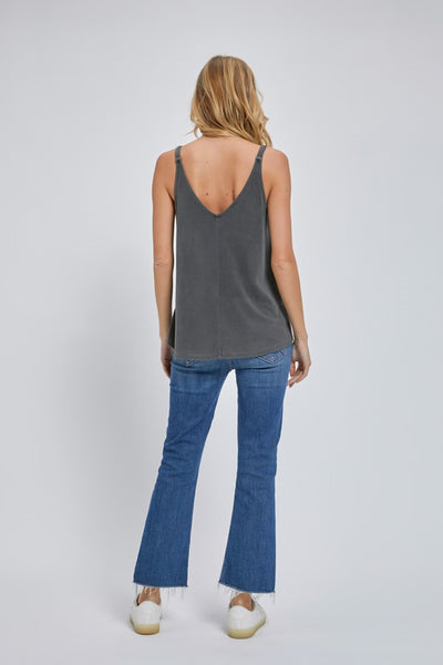 Charcoal Colored Flowy V-Neck Tank