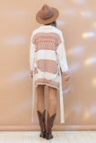 Khaki Colored Aztec Long Cardigan
