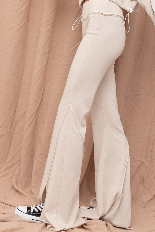 Seashell Colored French Terry Flare Pants