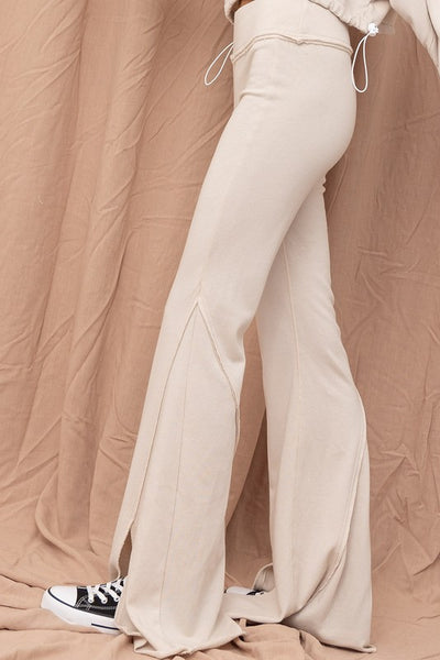 Seashell Colored French Terry Flare Pants