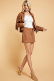 Camel Colored Faux Suede High Waisted Skort