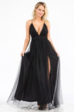 Black Maxi Mesh Spaghetti Strap Dress
