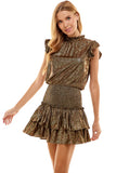 Gold Smock Waist Shimmer Dress