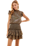 Gold Smock Waist Shimmer Dress