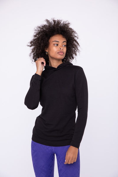 Black Colored Slim Fit Hooded Pullover