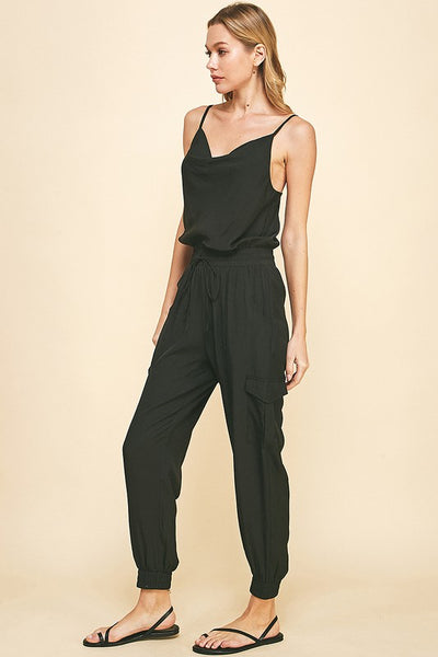 Black Cowl Neck Sleeveless Jumpsuit