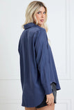 Navy Long Sleeve Button Down Tale Hem Shirt