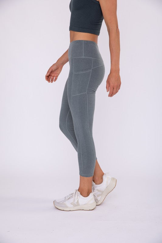 Evergreen Colored Micro Ribbed Active Pocket Leggings