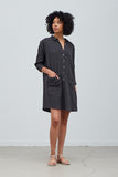 Faded Black Double Gauze Cotton Shirt Dress